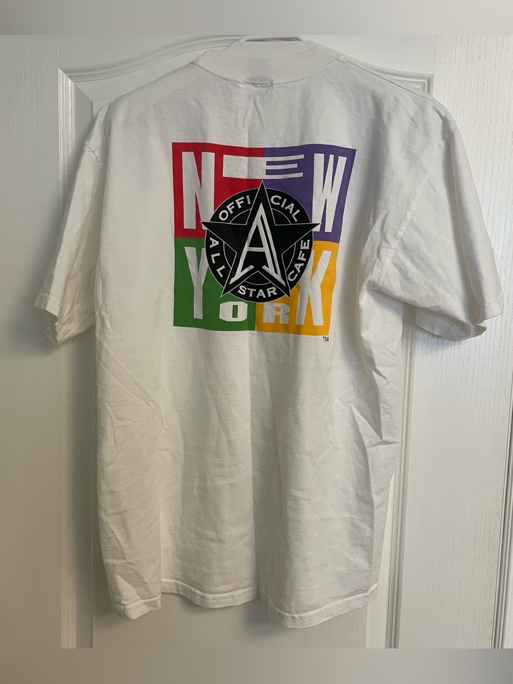 Vintage Official All Star Cafe New York Large White T-Shirt 90s 100% Cotton